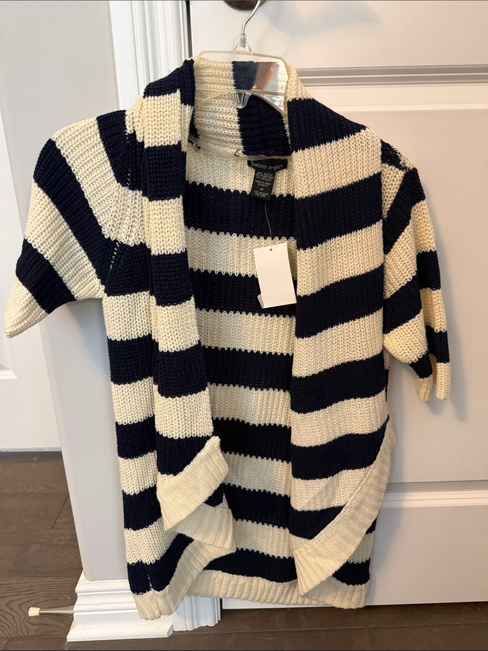 Sweater Project Navy & Cream Striped Open Cardigan